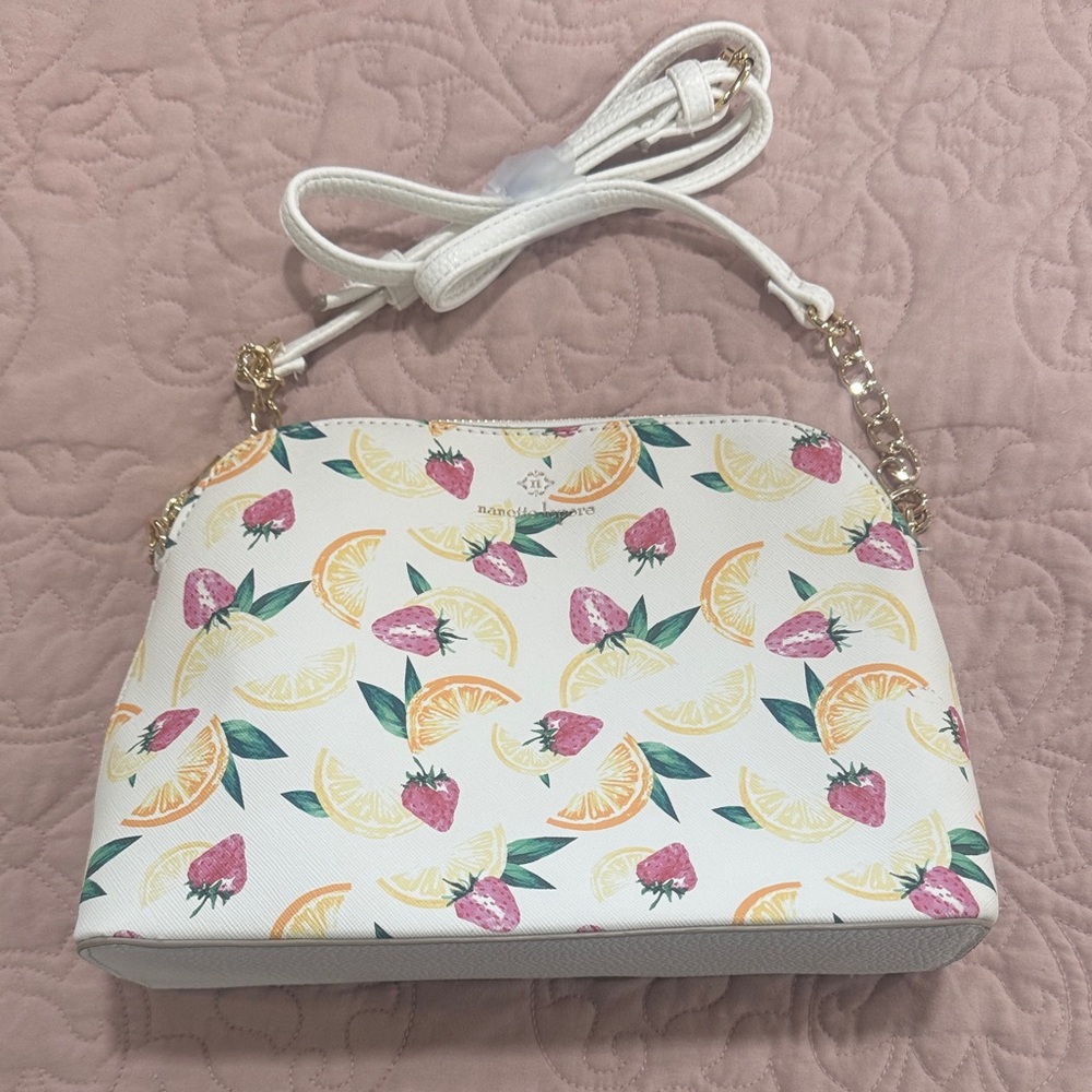 Nanette Lepore White Crossbody Bag with Fruit Design